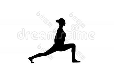 女人练习<strong>瑜伽</strong>。 白色背景。 <strong>剪影</strong>